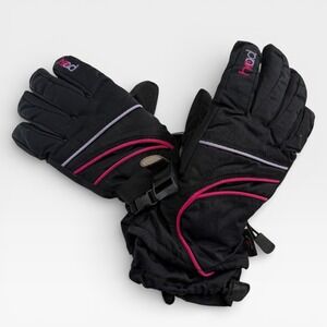 HEAD Girls Gloves Junior Kids Black Pink Pads Ski Snowboard Outdoors Sz L